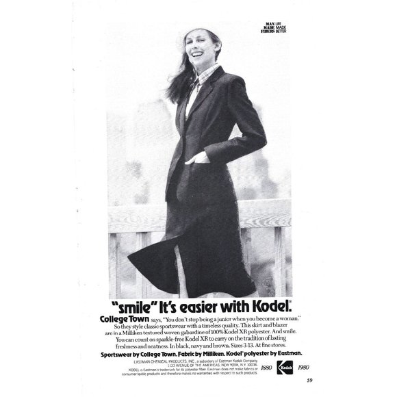 Smile is Easier with Kodel Kodak New York Polyester 1980s Vintage Print Ad - Picture 4 of 4